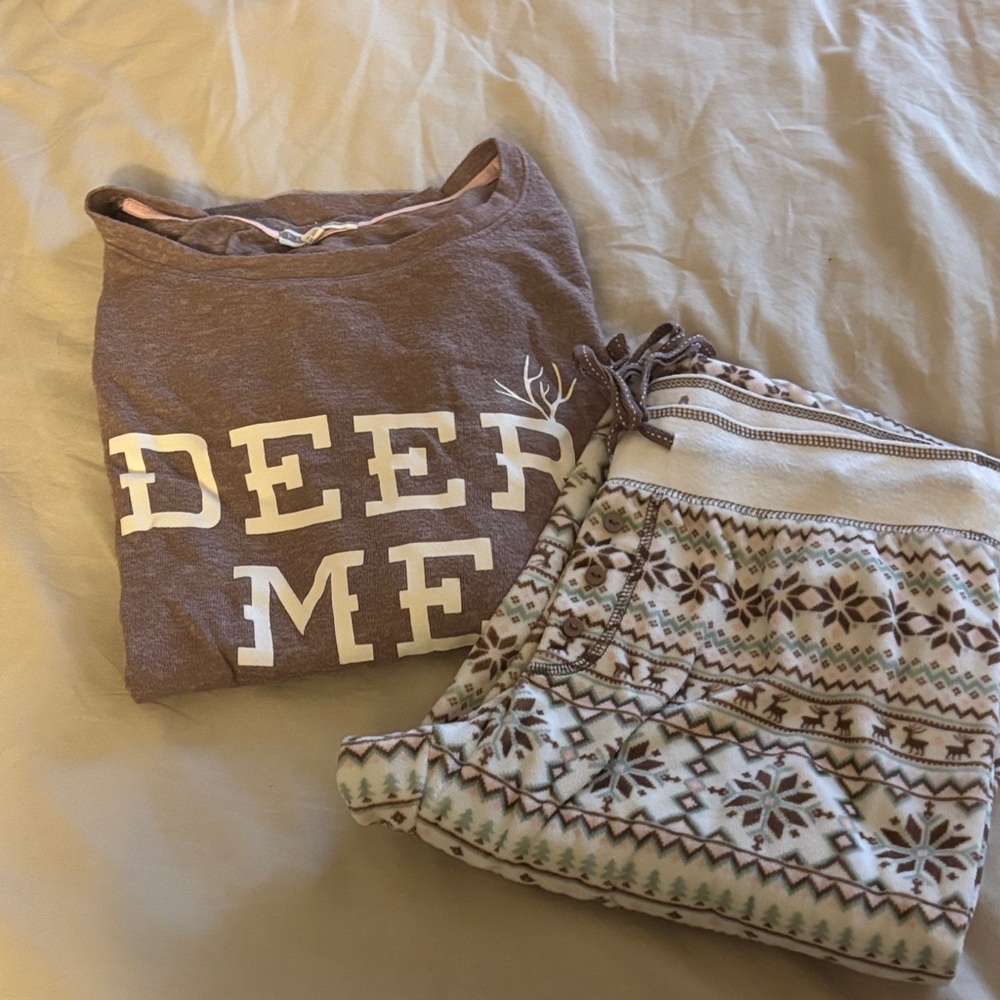 PJ Salvage Brown and Cream Pajama Set